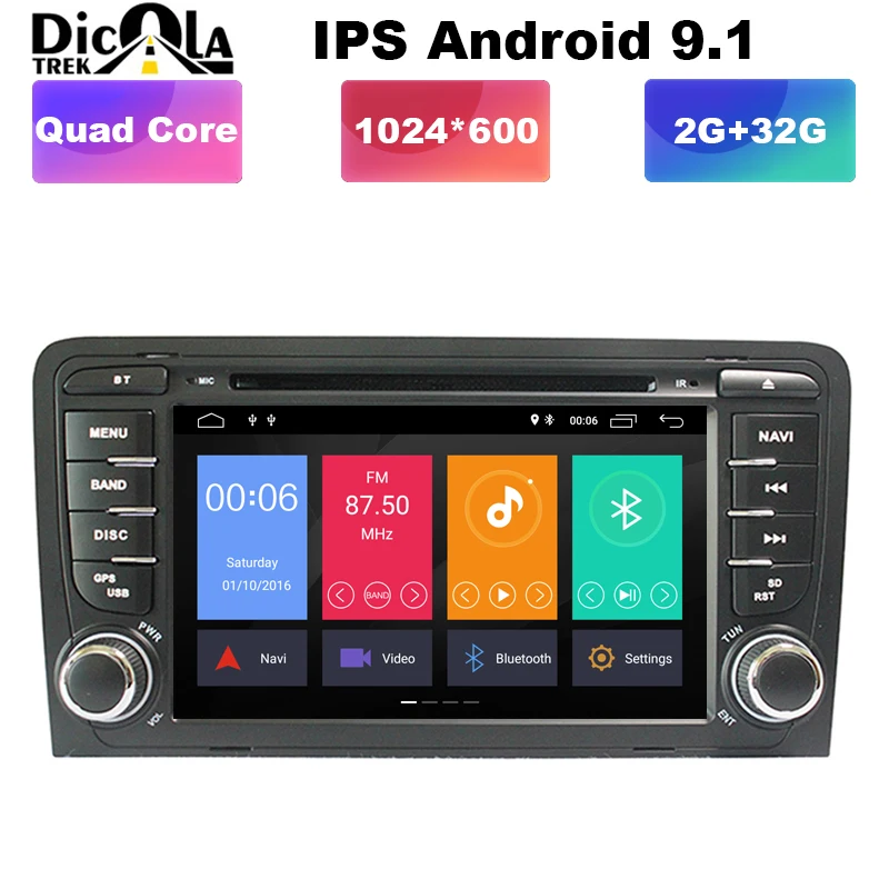 Best 1024X600 Android 9.1 2 din car dvd gps navigation for Audi A3 S3 2003-2013 car radio multimedia aoturadio player touch screen 0 Best 1024X600 Android 9.1 2 din car dvd gps navigation for Audi A3 S3 2003-2013 car radio multimedia aoturadio player touch screen 0