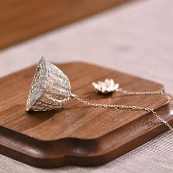 

Sterling silver tea bubble hollow lotus home tea strainer tea leak net creative tea set accessories tea artifact tea bag