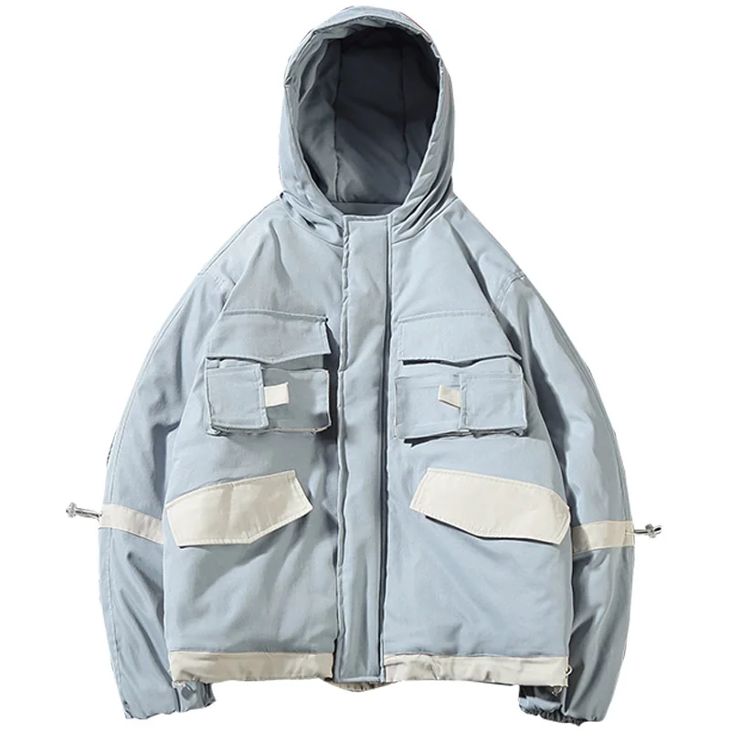 

Safari Style Man Hooded Coat Winter Patchwork Male Coat Keep Warm M-5XL Blue Green Men's Coats Winter