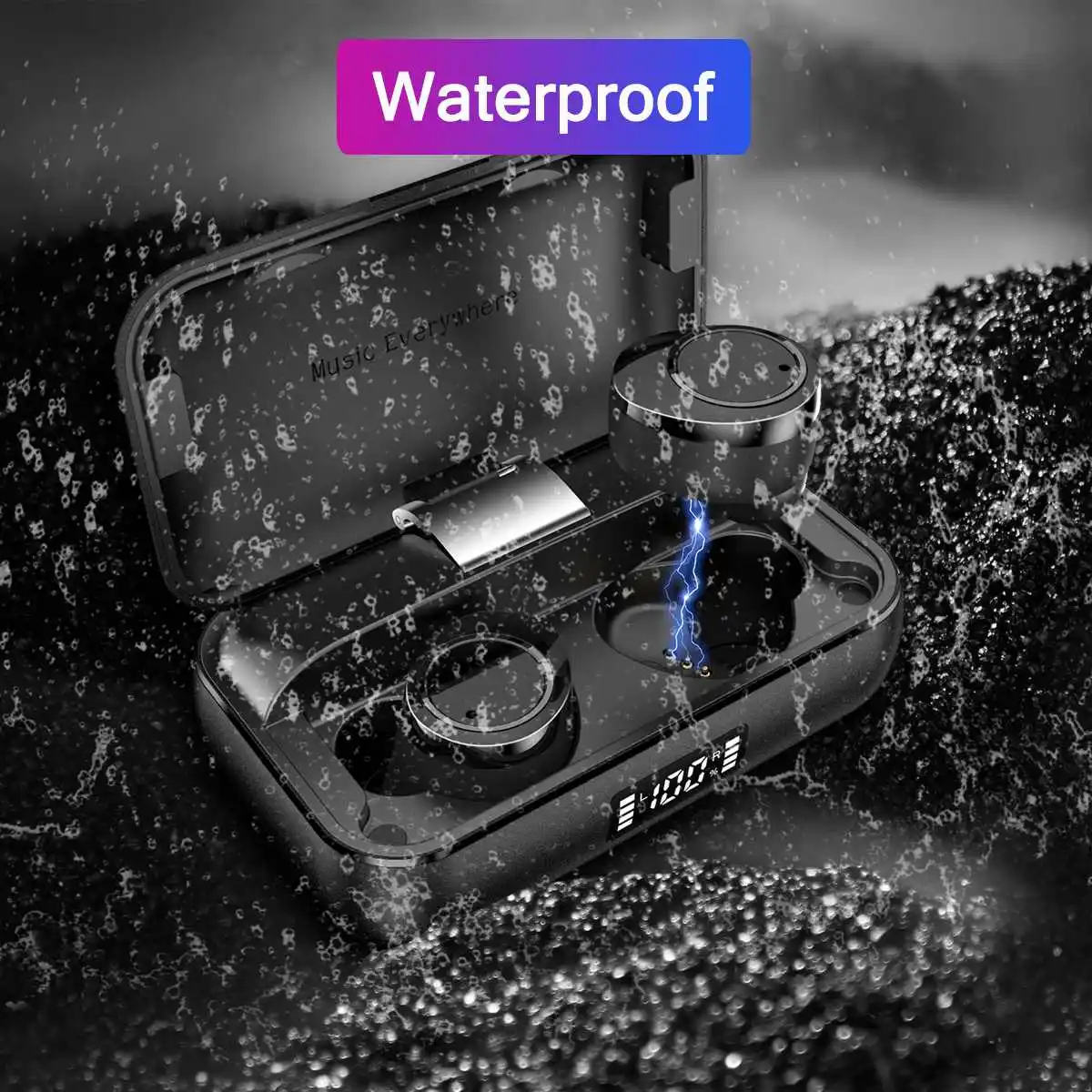 Bluetooth 5,0 наушники беспроводной двойной светодиодный дисплей IPX7 водонепроницаемый спорт сенсорные наушники гарнитура 4000 мАч банк