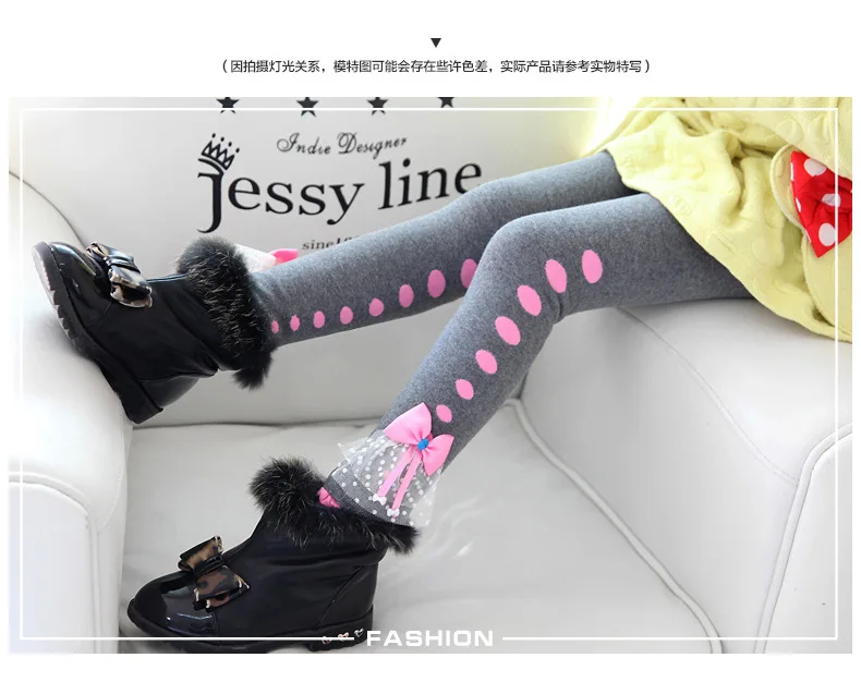 Childrenswear Autumn And Winter New Products Girls Brushed And Thick Leggings Korean-style Bow Children Skinny Pants Boot Pants