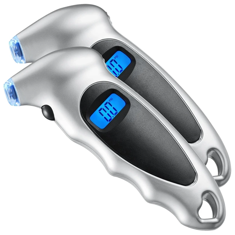 

2 Pack Digital Tire Pressure Gauge 150 Psi 4 Settings For Car Truck Bicycle With Backlit Lcd And Non-Slip Grip,Silver