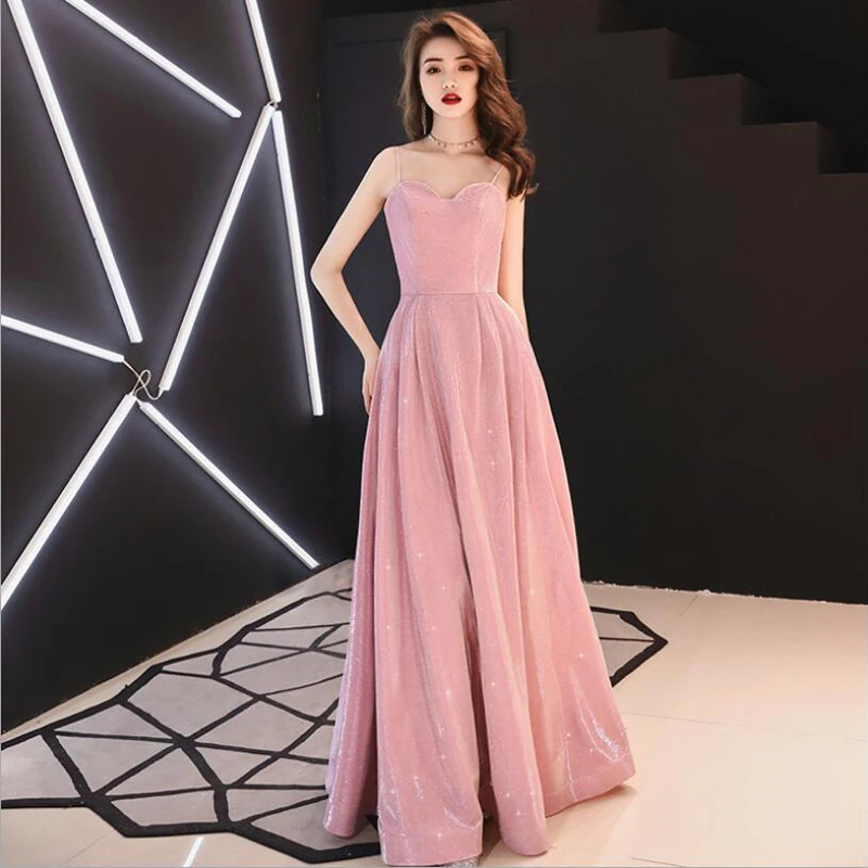 Bling 2021 Women Evening Dress Formal Dresses Sweetheart Neckline A-Line Floor Length Long Prom Graduation Party Dress black ball gown