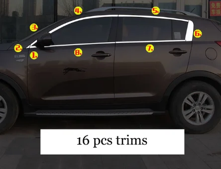 Нержавеющая сталь окна автомобиля планки для kia Sportage 2010 2011 2012 2013 - Цвет: 16 pcs trims