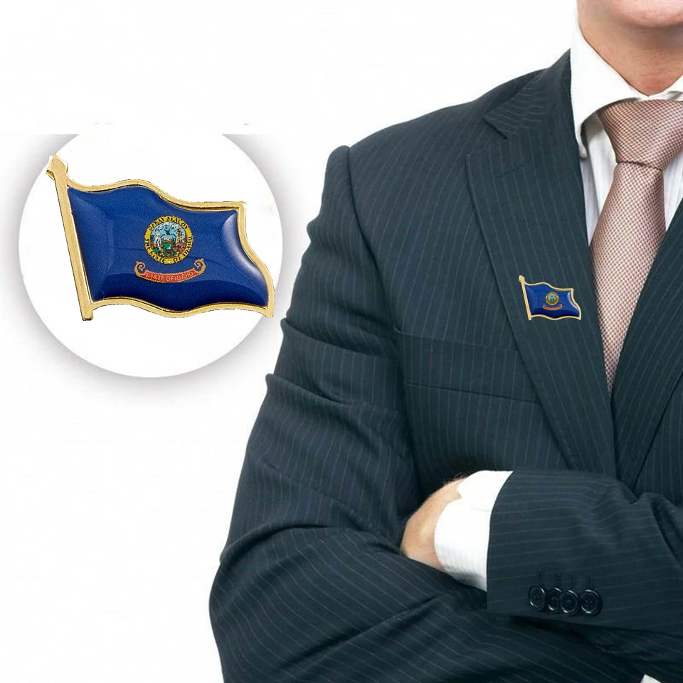 USA State of Idaho Patriotism Flag Lapel Badge Gold Waving Flag Badge Jewelry Pin Brooch Wear On Suits & Travel Bags USA State of Idaho Patriotism Flag Lapel Badge Gold Waving Flag Badge Jewelry Pin Brooch Wear On Suits & Travel Bags