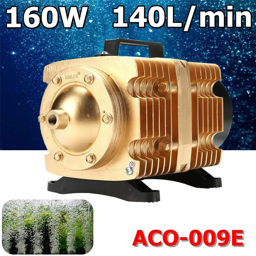 

Portable 160W 220V 140L/min Electromagnetic Air Compressor Pump Oxygen Aquarium Fish Compressor Hydroponic Air Pump ACO-009E