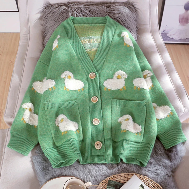 FREE SHIPPING Korean Knitting Sweater Sheep Cartoon Print JKP4773