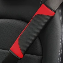

Carbon Fiber Leather Car Seat Belt Shoulder Guard Protective Cover Crown Men and Women Car Interior Decoration Accessories