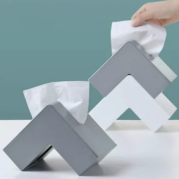 

Corner Tissue Box Plastic Desktop Paper Towel Case on Both Sides Napkin Storage Box Wipe Holder Dispenser Household Organization