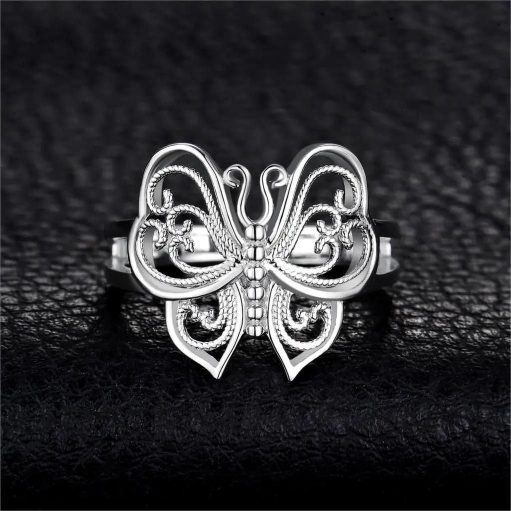 JewelryPalace 925 пробы Серебряное кольцо филигрань полые бабочка Регулируемый открытым кольца для женщин вечерние Винтаж ювелирн