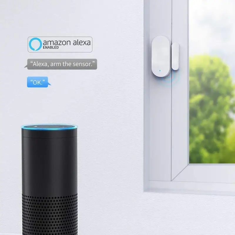 Detectores de Alarme Compatível com Alexa Zigbee Tuya Inteligente Wifi Porta Sensor Aberto - Fechado wi fi Casa Google App 7 compatível com alexa google casa tuya app