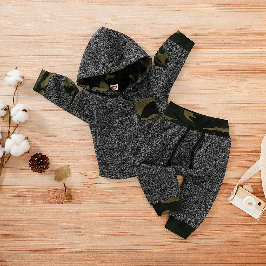 Г. Комплект одежды для маленьких мальчиков и девочек, Осенний Камуфляжный пуловер с капюшоном для маленьких мальчиков и девочек топы и штаны, комплект одежды, Ropa