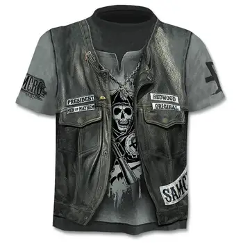 

Men's 3D Skull T-Shirt Short Sleeve Terror Shirt 2019 Summer New T-Shirt 3D Funny Punk Style Men's Camisetta