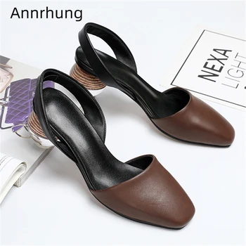 

Chic 2020 Summer Sandals Women Crystal Ball Heel Back Strap Square Toe Genuine Leather Runway Shoes Zapatos De Mujer
