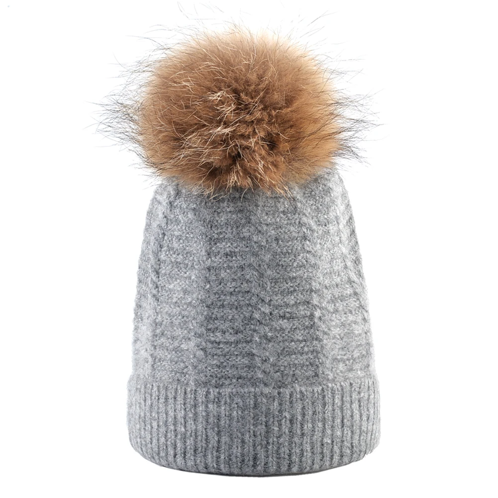 Fur pom pom for hats women winter caps girl knitted beanie women warm beanies cap ladies skullies casual pompom hat gorro