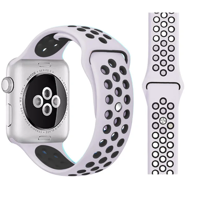Band for Apple Watch 5 4 3 2 1 42MM 38MM soft Breathable strap Silicone Sports bands for Nike+ Iwatch series 5 4 3 40mm 44mm