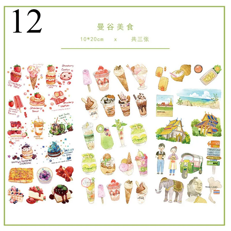 3 листа Kawaii еда стикер для канцелярских товаров бумажная наклейка милые наклейки "растения" для детей DIY Скрапбукинг дневник принадлежности для альбома - Цвет: 12