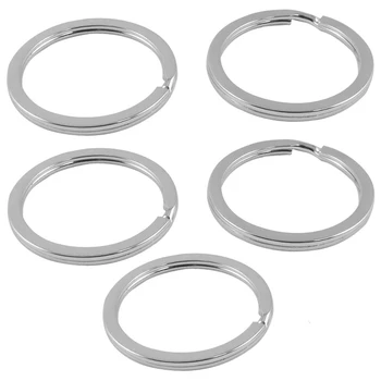 

5 Pcs Metal Silver Tone 35mm Diameter Split Ring Keyring Keychain