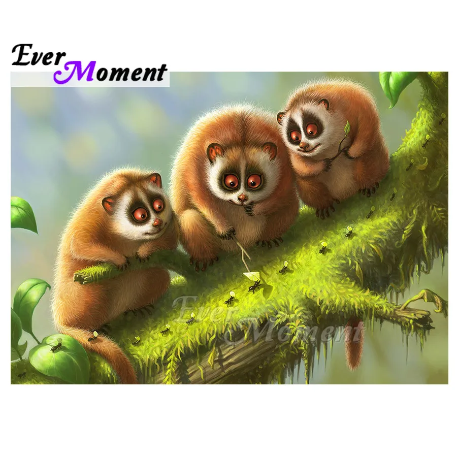 

Ever Moment Diamond Painting Picture Of Rhinestone Sloth Ant Tree Full Square Drill Decoration Diamond Embroidery ASF1772