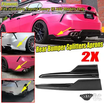 

2pcs Carbon Fiber Look Car Rear Bumper Lip Splitters Protection Side Corner Aprons Spoiler For Toyota Camry SE XSE 2018-2019