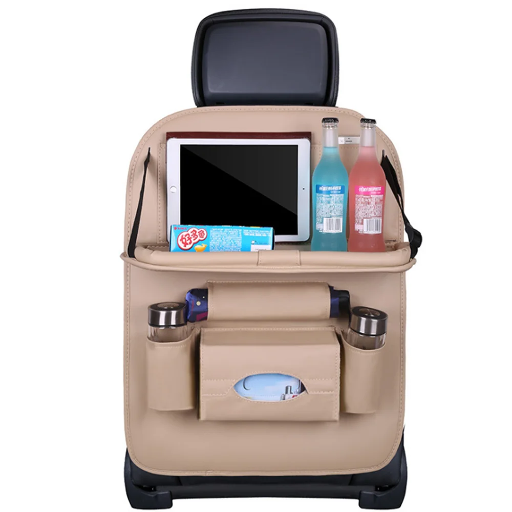 JINSERTA Автомобильная сумка на спинку кресла складывающийся стол органайзер для хранения компактный чехол дорожная сумка для хранения автомобильные аксессуары - Название цвета: Beige