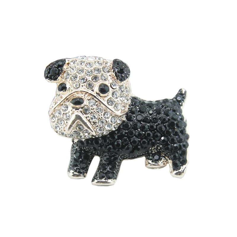 Rhao Rhinestone Method Shar Pei Dog Brooch Cute Lady Korean Black and White Puppy Animal Clothing Accessories Pin | Украшения и