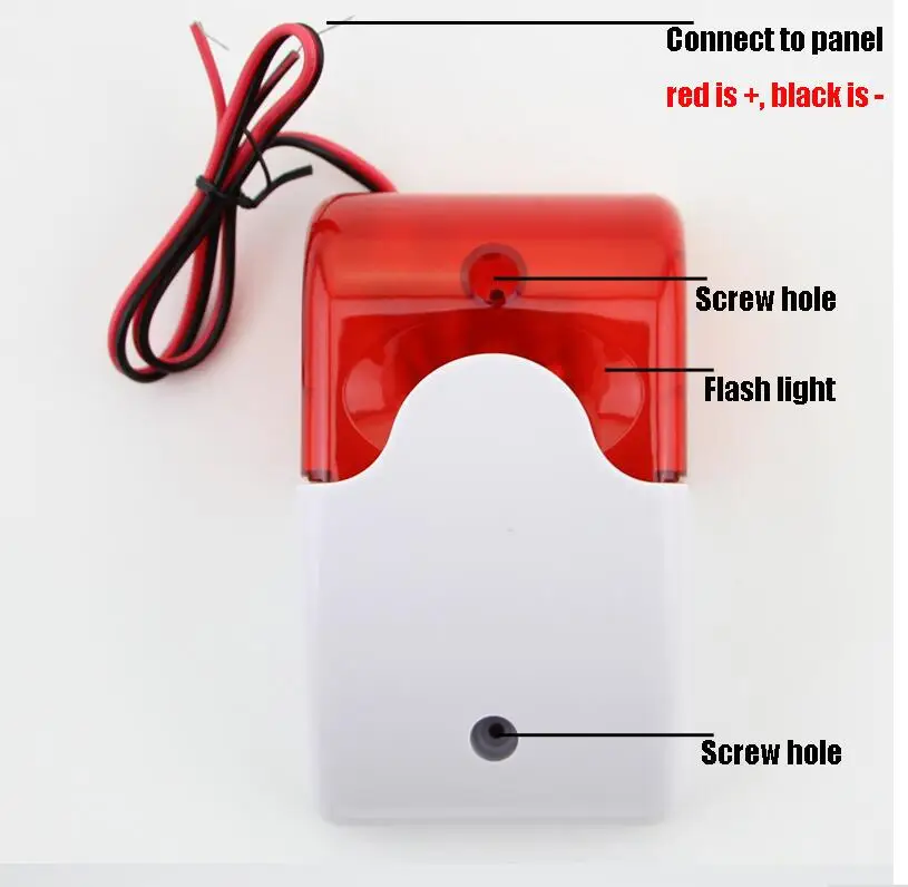 9-12V Mini Indoor Wired Siren with Red light Siren Flash Sound Home Security Alarm Strobe System 110dB Hot Sale