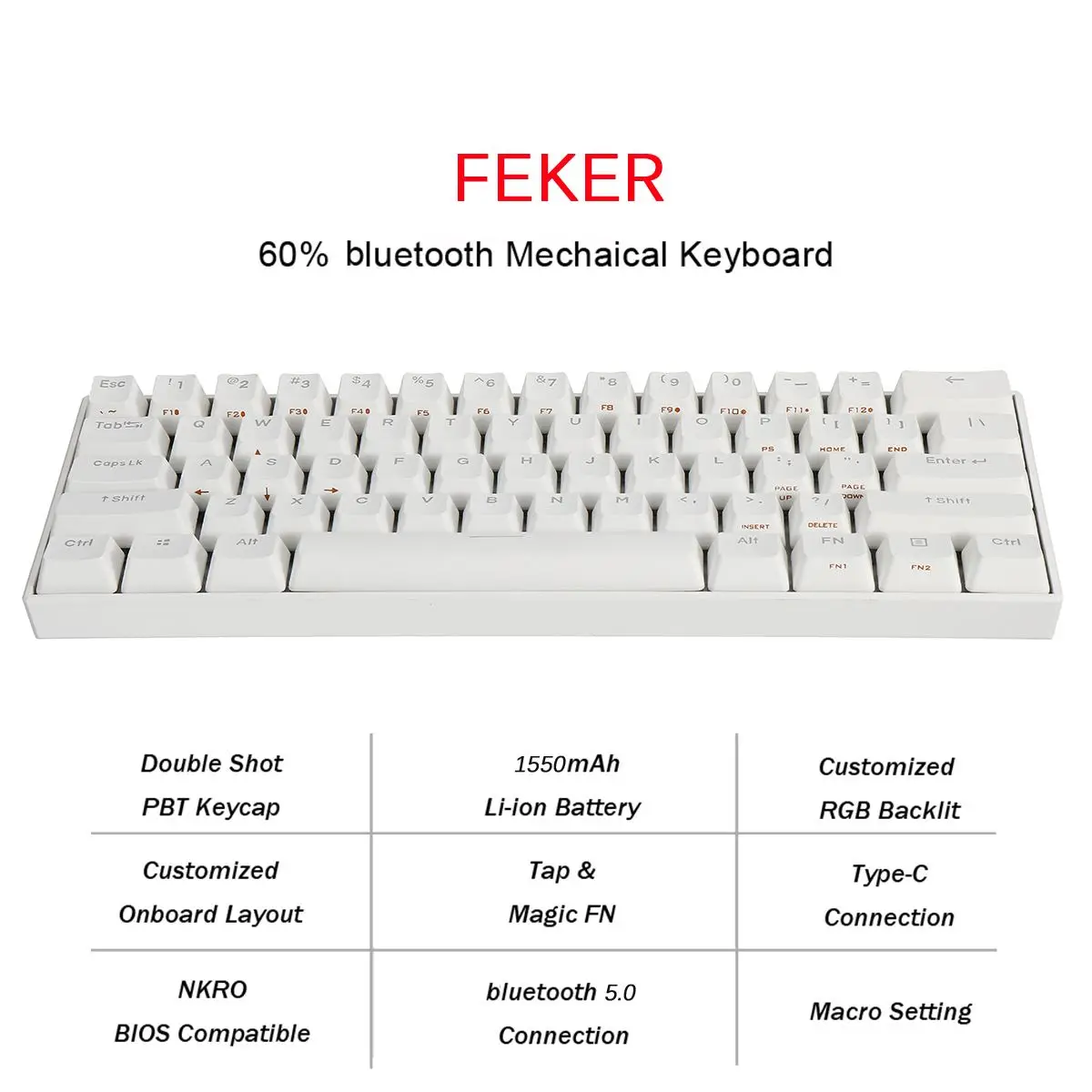 60% NKRO bluetooth 5,0 тип-c RGB Gateron Cherry MX Outmu Switch механическая клавиатура PBT Double Shot Keycap игровая клавиатура