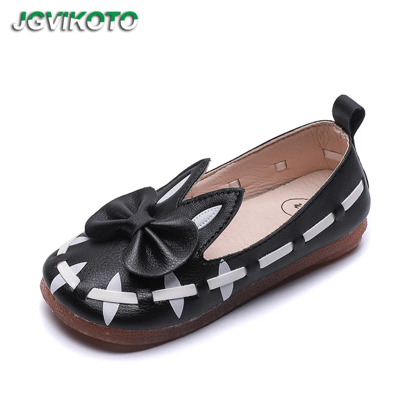 

JGVIKOTO 2019 Spring Autumn Girls Shoes Children Flats Cute Rabbit Ear With Bowtie Soft Kids Shoes For Toddlers Little Girl New