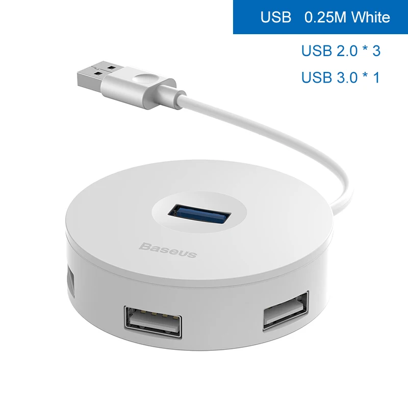 Baseus usb-хаб C концентратор для нескольких USB 3,0 для MacBook Pro huawei mate адаптер док-станция высокоскоростной Тип C концентратор USB 2,0 разветвитель расширитель - Цвет: USB 0.25M White