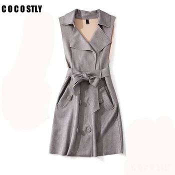 

2019 New Autumn Winter Vest Women Houndstooth Twill Waist Sleeveless Suede Double-breasted Suit Collar Vest Jacket Plus Size