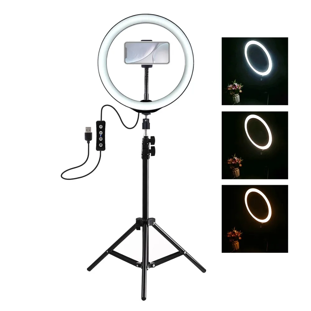 PULUZ фотография Dimmable светодиодный Selfies кольцо свет Vlogging фото видео Лампа светодиодный Штатив для макияжа Live Instagram