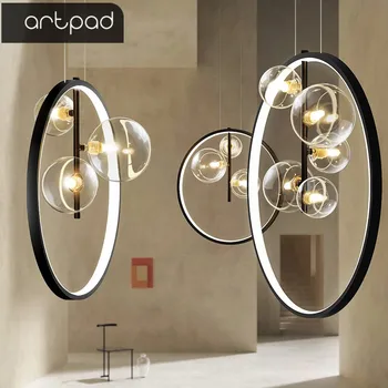 Artpad Metal Hanging Light Black 36W Bright Round Ring Pendant Light for Bar Dining room Home v3 VC