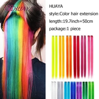 HUAYA-Extensions de Cheveux Synthétiques Longs et Lisses Colorés, Mèches sur Barrettes, Pinces, Fausses Épingles à Cheveux, Kanekalons 5