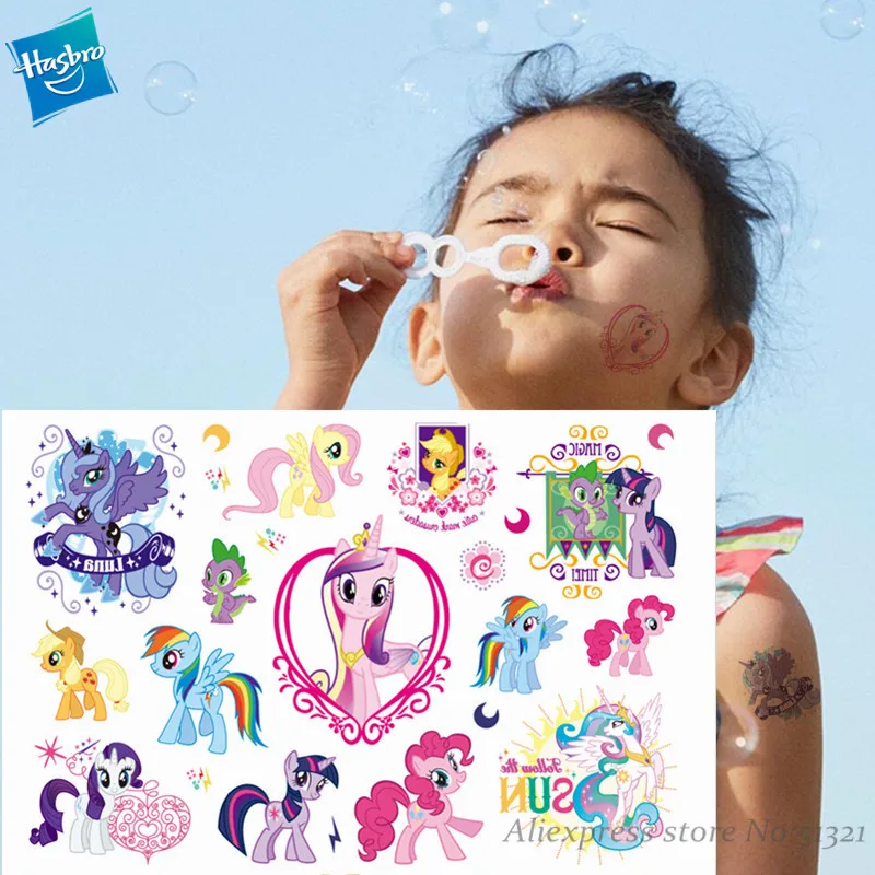 My Little Pony принцесса мультфильм временная татуировка наклейка для девочки мультфильм игрушка Водонепроницаемый День рождения инструмент подарок для девочки