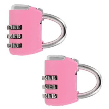 

uxcell 3 Digit Combination Padlock, 4mm Shackle Dia, Luggage Padlocks Pink, 2Pcs