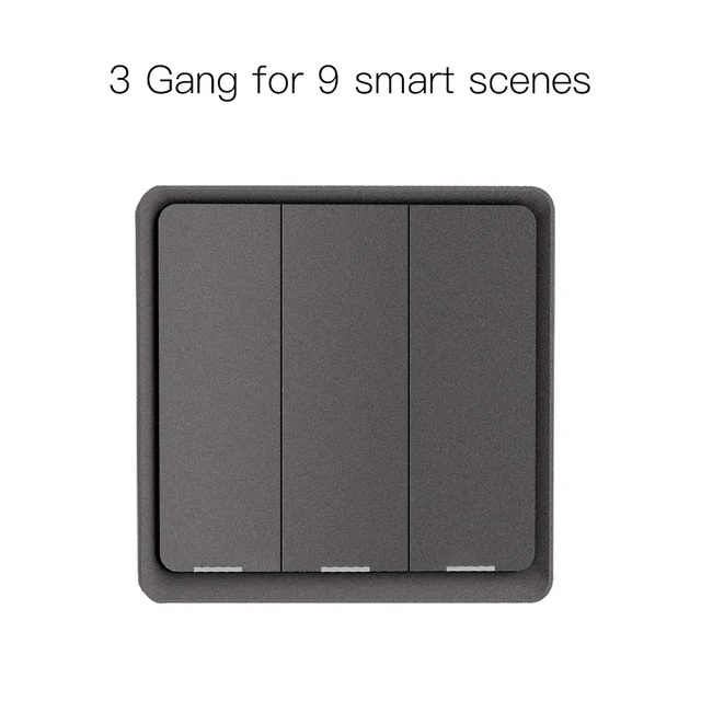 4 Gang Tuya ZigBee Wireless 12 Scene Switch Push Button Controller Battery Powered Automation Scenario for Tuya Devices 3 Gang Gray