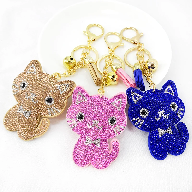 

Creative Cartoon Korean Flannel Flashing Cat Keychain Cute Catwoman Bag Tassel Pendant Car Keychain Animal Accessories