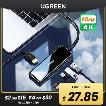

Ugreen USB C HUB 4K@60Hz/30Hz Type-C to HDMI Multi USB 3.0 Adapter for MacBook iPad Pro 2020 USB-C 3.1 Splitter Port Type C HUB