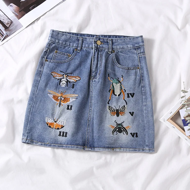 

2019 Spring Korean-style College Style Elegant Versatile Denim Skirt Women's Fashion New Style Rest Western Style 6.16