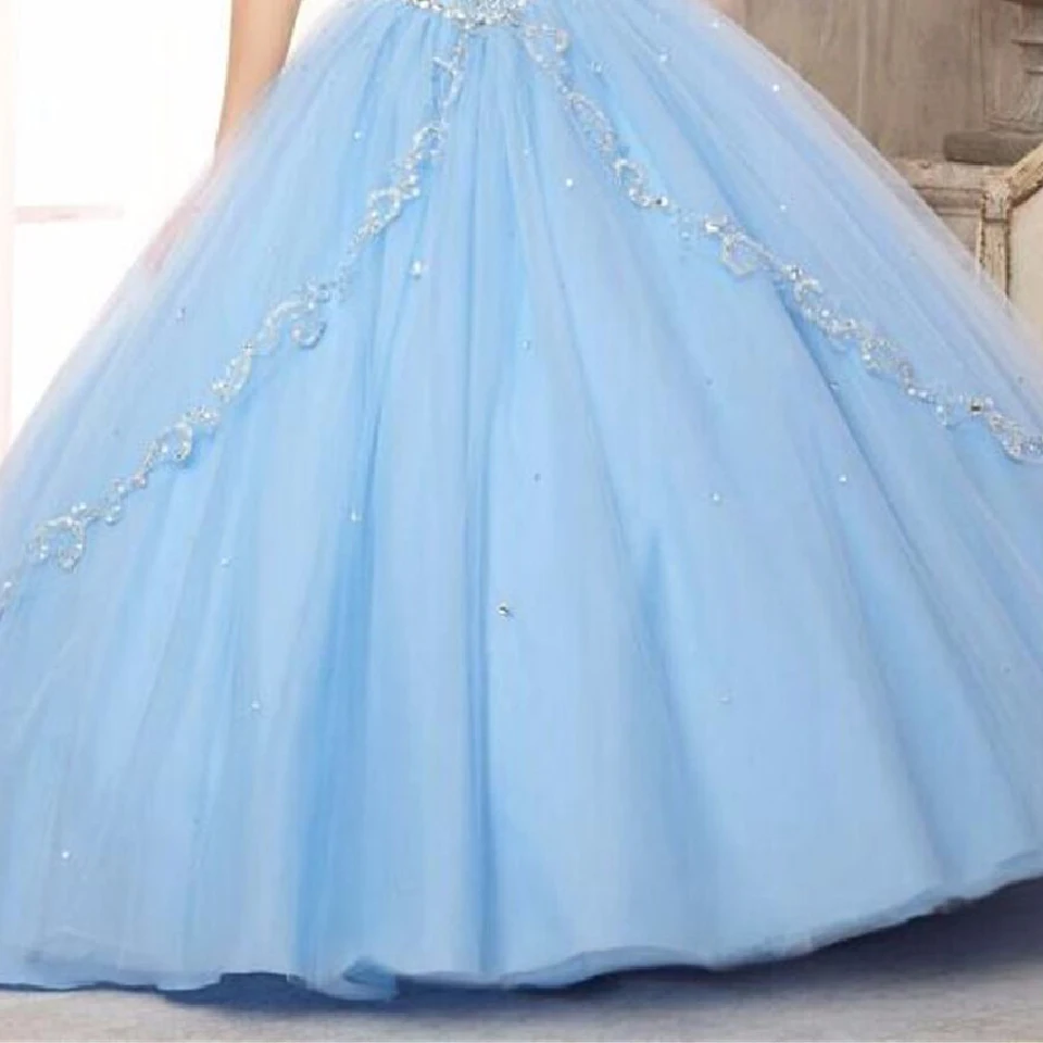 Blue Блестящие коралловые Бальные платья с жакетом Vestidos милые 16 вечерние бальные платья с кристаллами и бисером - Цвет: Blue