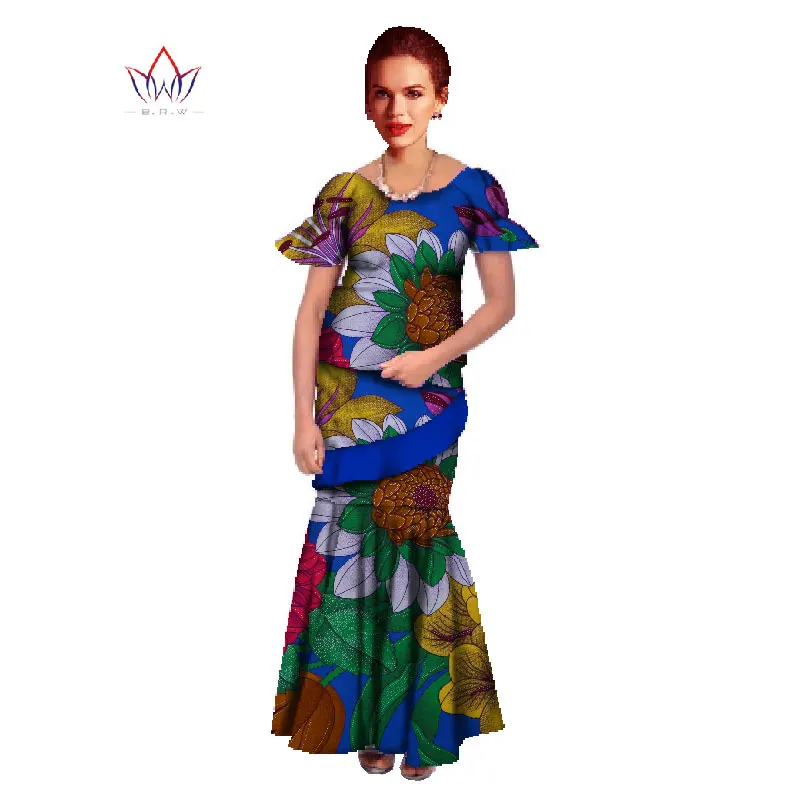 Женское платье с принтом в африканском стиле, комплект из двух предметов, укороченный топ, длинная юбка, Дашики, платье, юбка-годе, женские s Vestidos 6XL, плюс размер WY015