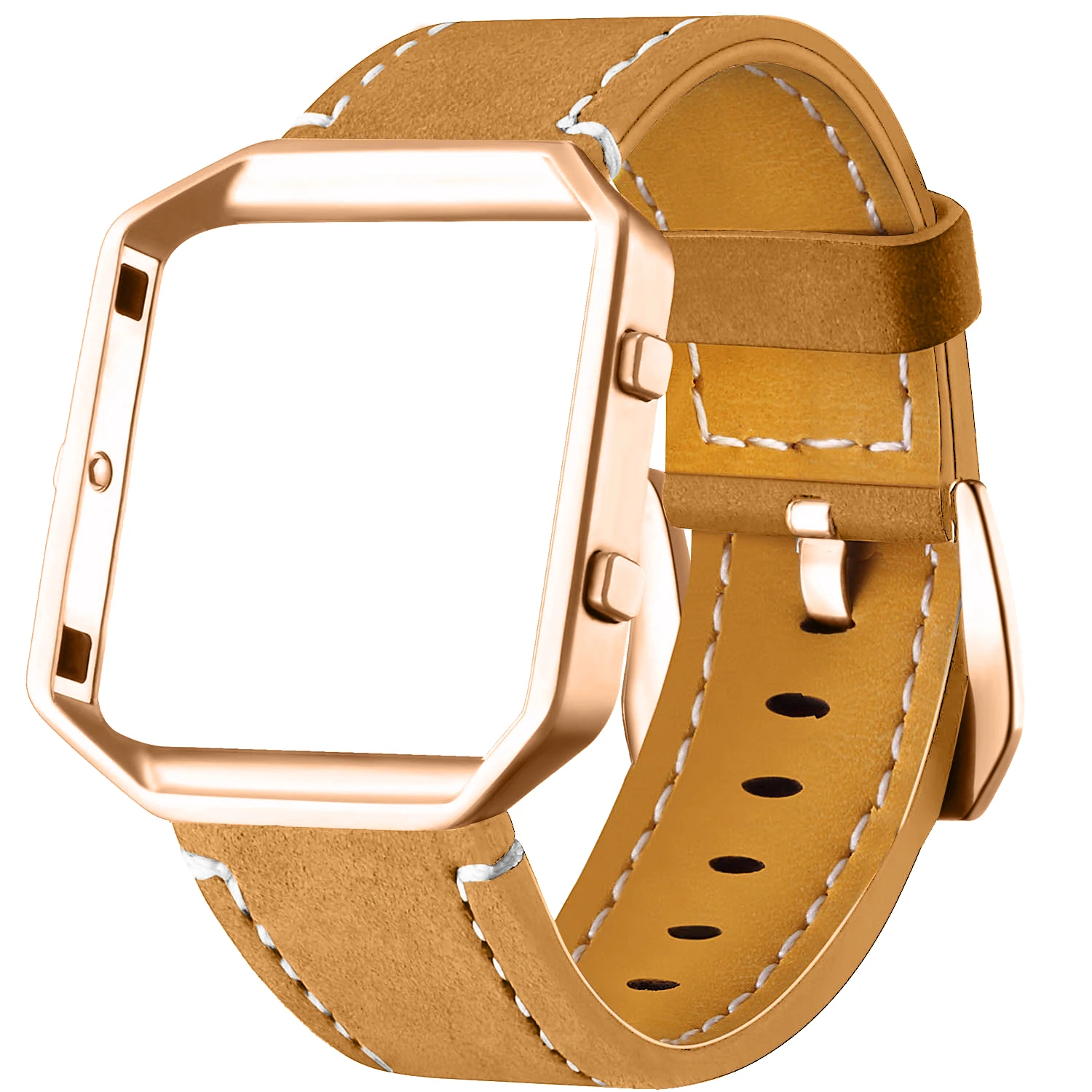 Joyozy практичные, для часов оправа и ремешок для fitbit blaze band Модные кожаные сменные браслеты ремешок для fitbit blaze ремень - Цвет ремешка: Light Coffee