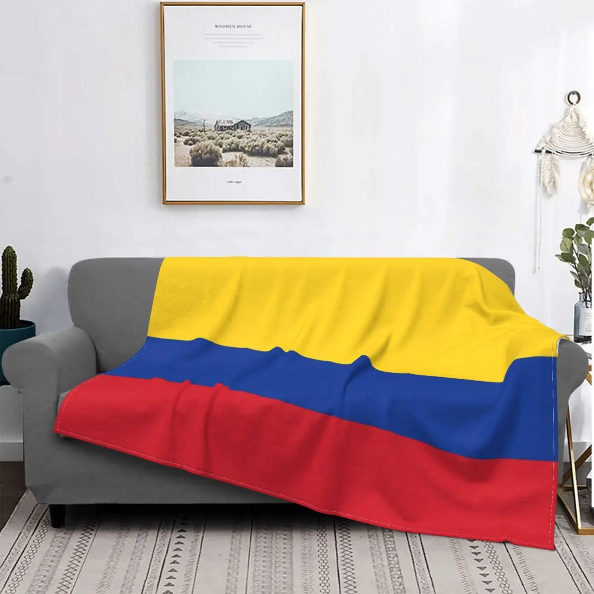 Colombian Flag Blankets Flannel Spring/autumn Tricolore Portable