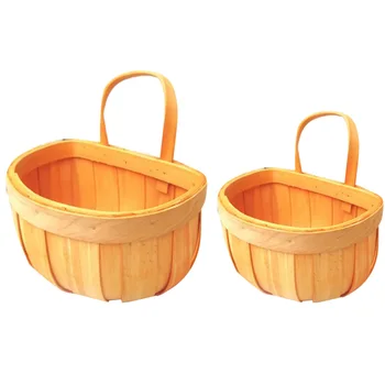 

Hand-Woven Wood Wood Chips Hanging Decoration Basket Home Organizer Accessories Storage Basket for Flower Bread&Food