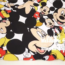 Трикотажная хлопковая ткань с Микки Маусом, 50X160 м, с мультяшным принтом, пэчворк, сделай сам, одежда для малышей, материал: вышитая Футболка, простыни, Стёганое одеяло, постельные принадлежности