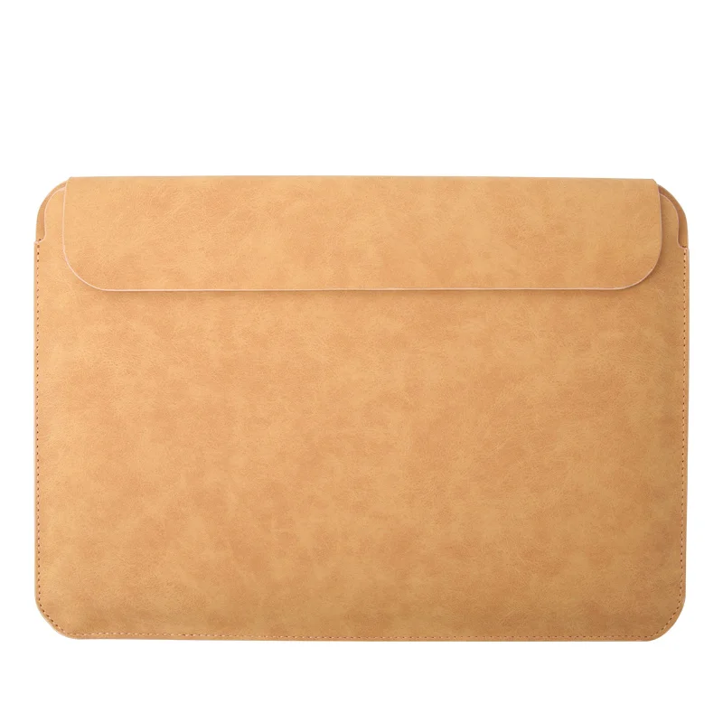 Матовая сумка для ноутбука с магнитной пряжкой из искусственной кожи для нового Macbook Air Pro 13 Retina чехол для 13,3 дюймов Xiaomi чехол для женщин и мужчин - Цвет: brown