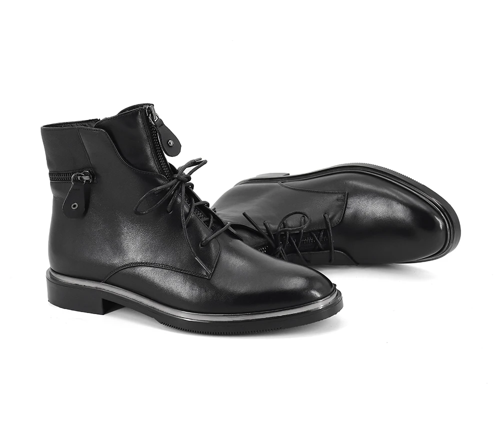 SOPHITINA/модные ботинки из натуральной кожи на молнии; удобная дышащая базовая обувь на шнуровке с металлической цепочкой; пикантные ботинки на квадратном каблуке; PC413