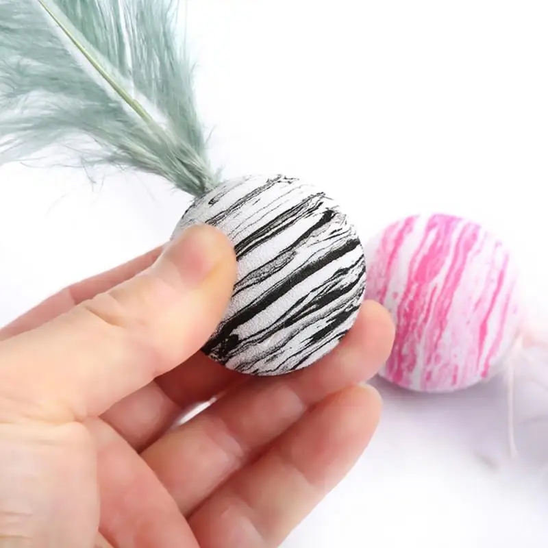 Vibrant Cat Toy Star Ball Plus Feather EVA Material Light Foam Ball Throwing Toy Star Texture Ball Feather Toy For Dog Cat