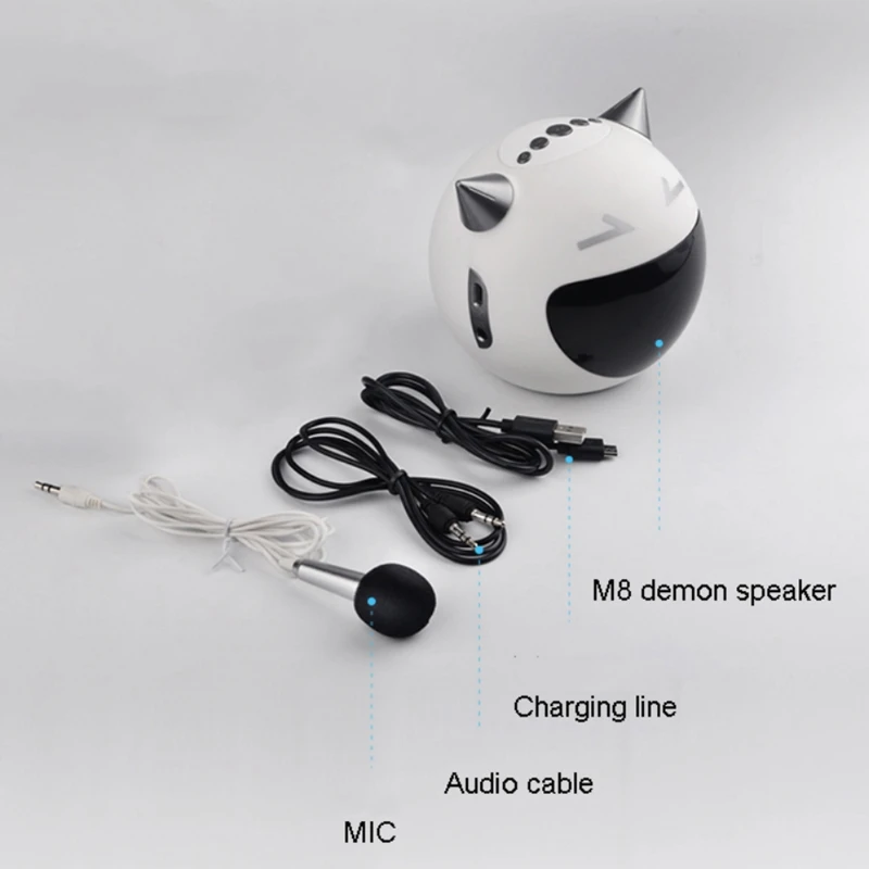 New Style New Fashioned Portable Mini Demon Speaker Wireless Speaker With Microphone Fm Karaoke In One Body Gift Speaker